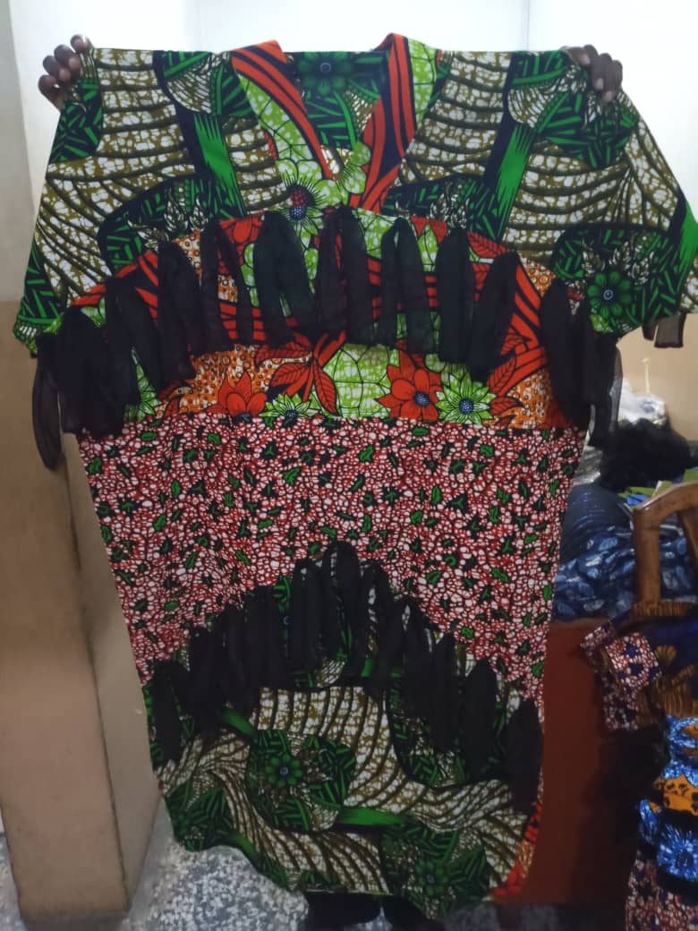 Ankara Kaftan Gown with v-neck